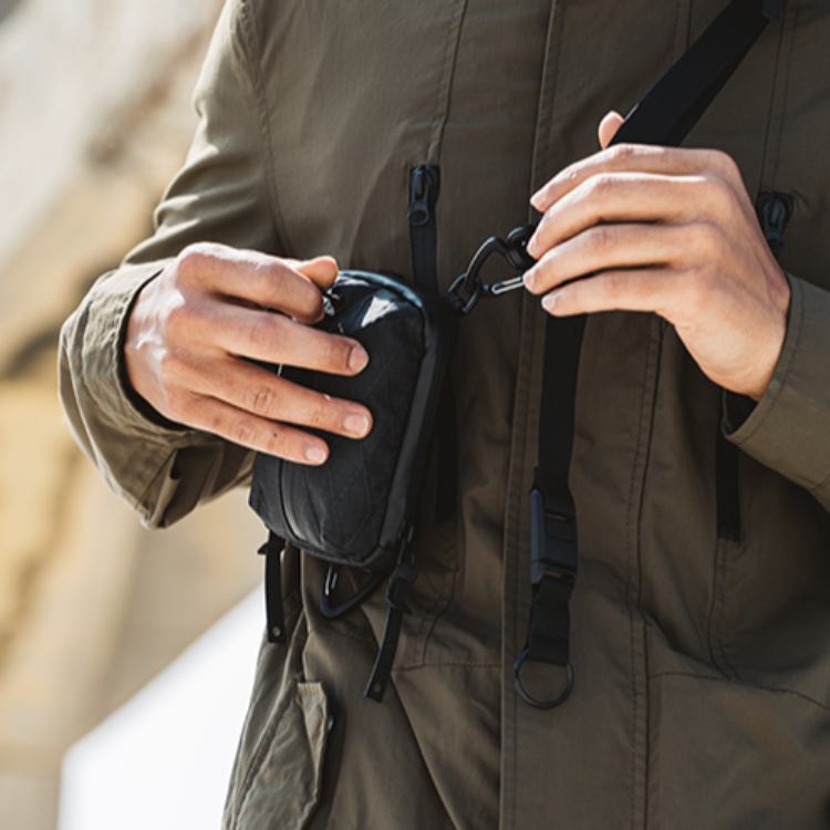 ANNEX 360-揹錢包,獨特的圓頂型設計可放入一般錢包無法放入的藍芽耳機,一條拉鍊三個口袋的專利設計讓卡片、鈔票、零錢分類收納!